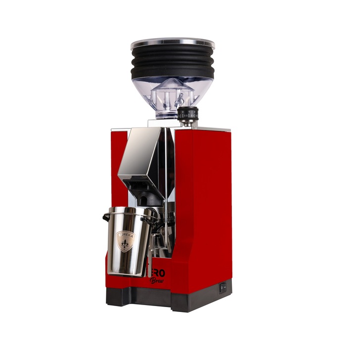 Кафемелачка Eureka, Mignon Zero Brew, контейнер за зърна 45 g, 1650 RPM, единична доза, регулируема мелница, мощен мотор, бързо мелене, остриета от неръждаема стомана, безшумен, червено