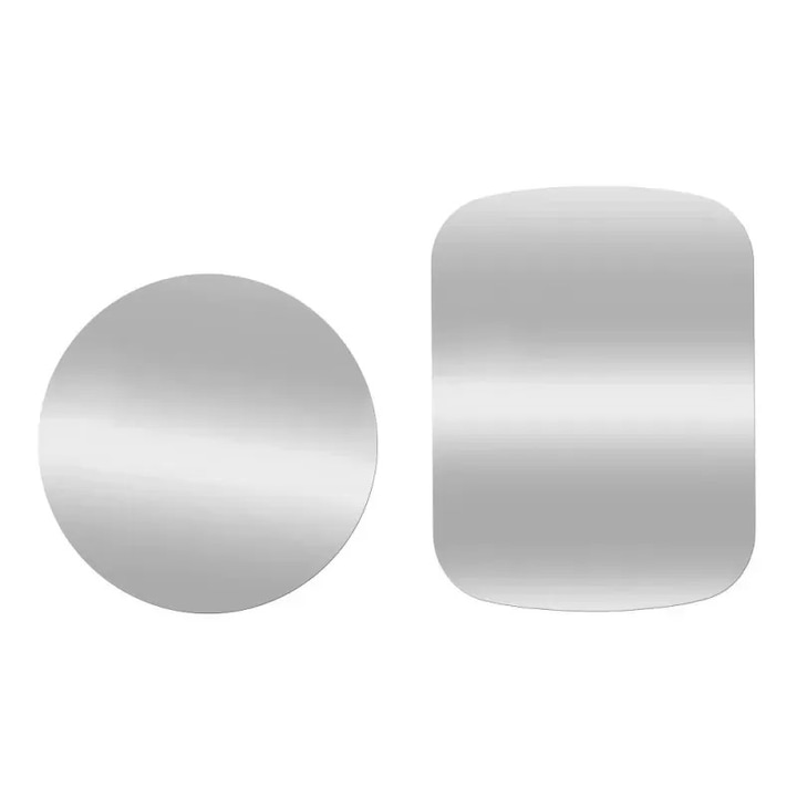 Set 2x Placuta Metalica Pentru Suport Auto Magnetic, Cu Adeziv, Argintiu