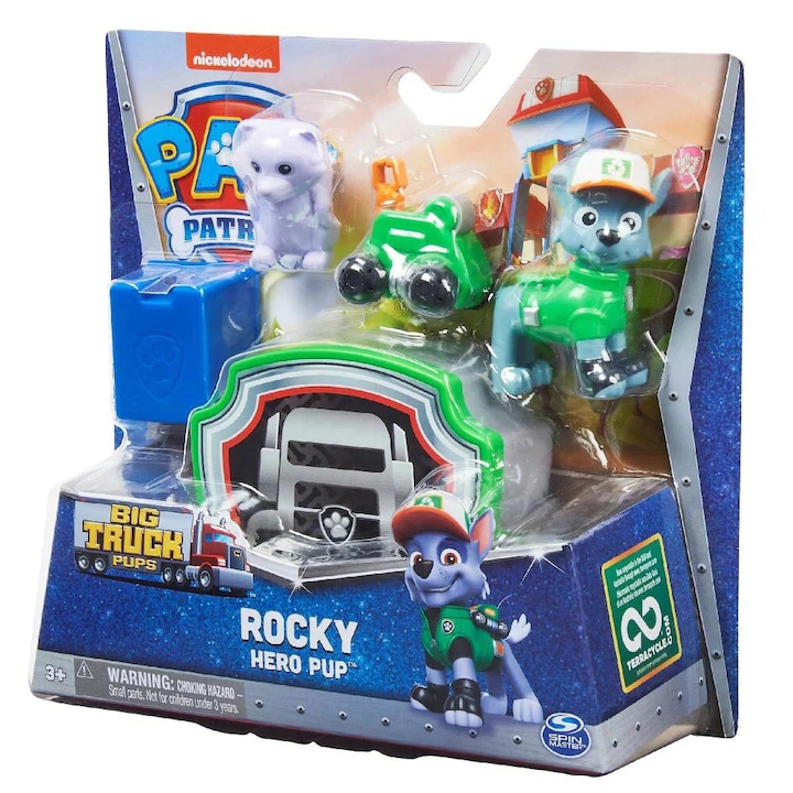 Set 2 figurine Paw Patrol Big Truck - Rocky Hero Pup, 20 x 19 x 6,5 cm