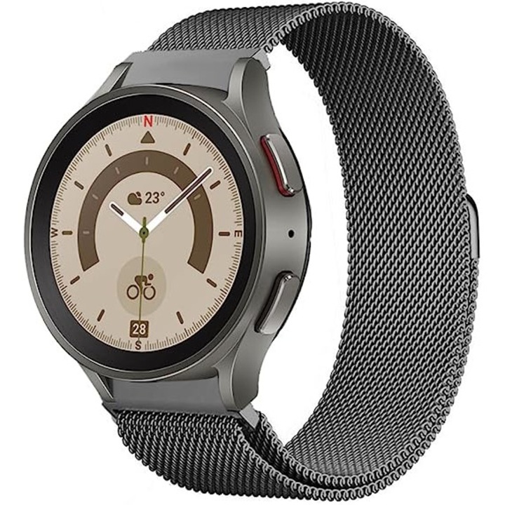 SAFEMORE метална каишка за часовник, Съвместима със Samsung Galaxy Watch 5/5 Pro, Galaxy Watch 4 40/44 мм, Galaxy Watch 4 Classic 42/46 мм, 20мм, Сив