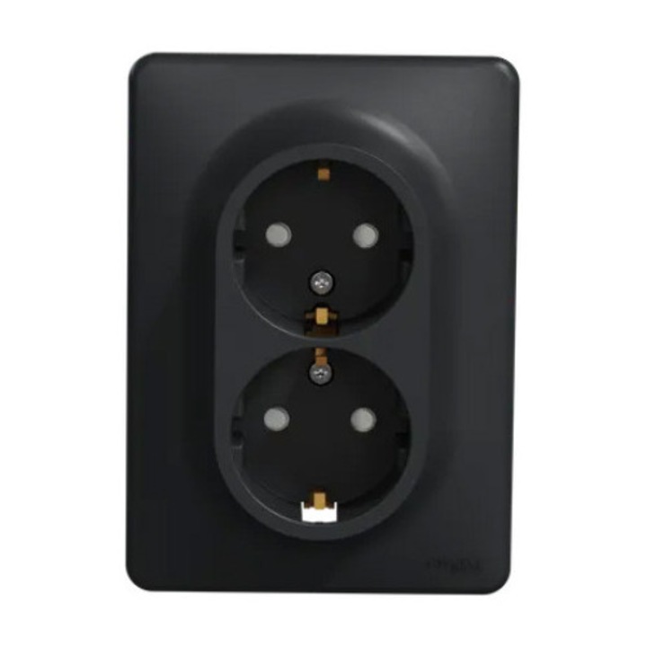 Контакт Schneider Sedna Design SDD314221, Двоен, 2P+E, Със защита за деца, Антрацит