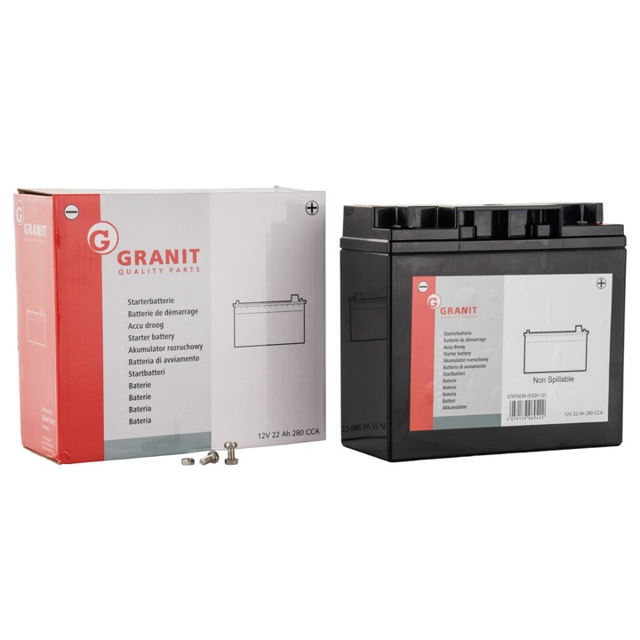 Baterie pentru masina de tuns iarba, Granit, 22 Ah, Negru