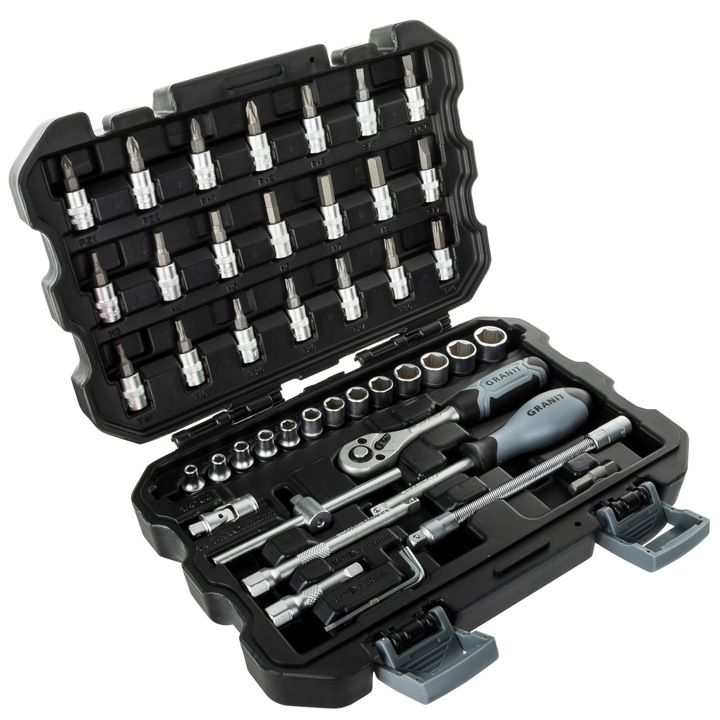 Set 45 chei, Granit, Black Edition, 1/4'', otel crom-vanadiu