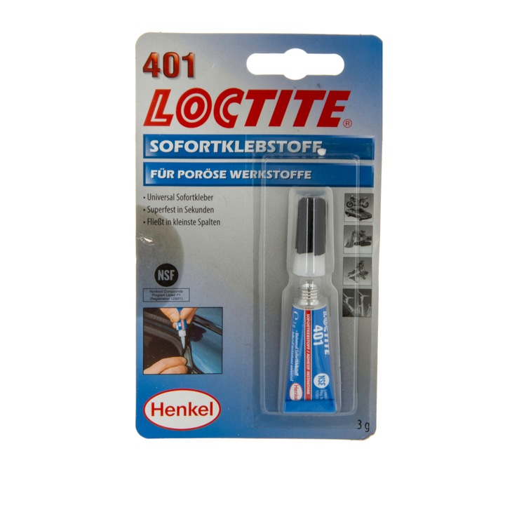 Мигновено цианоакрилатно лепило Loctite 401, HENKEL, 3g, Многоцветно