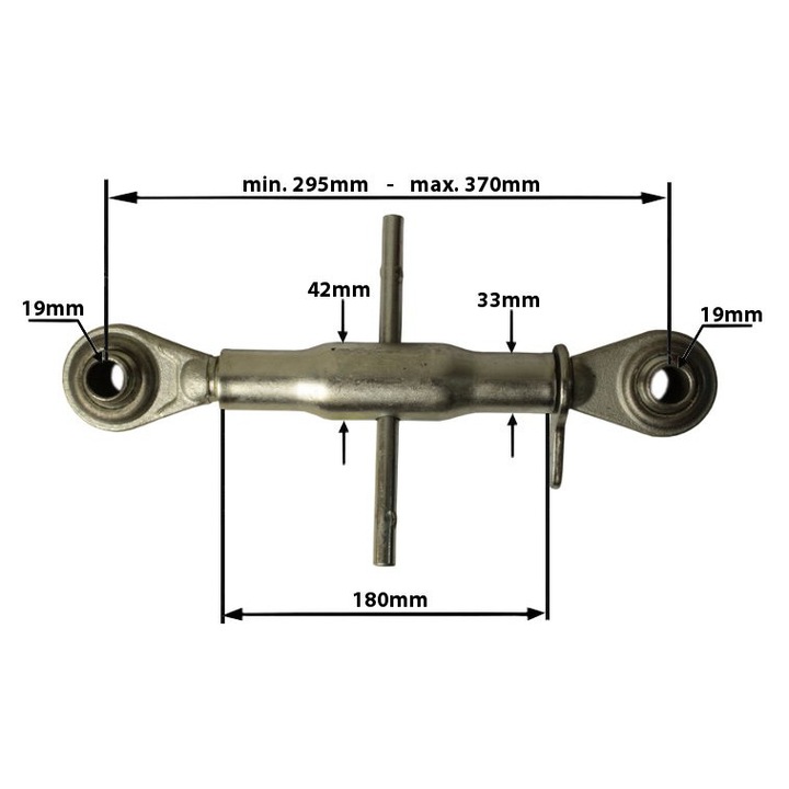 Felső központi csukló, 295 - 370 mm, 19 x 19 mm, 1. kat.