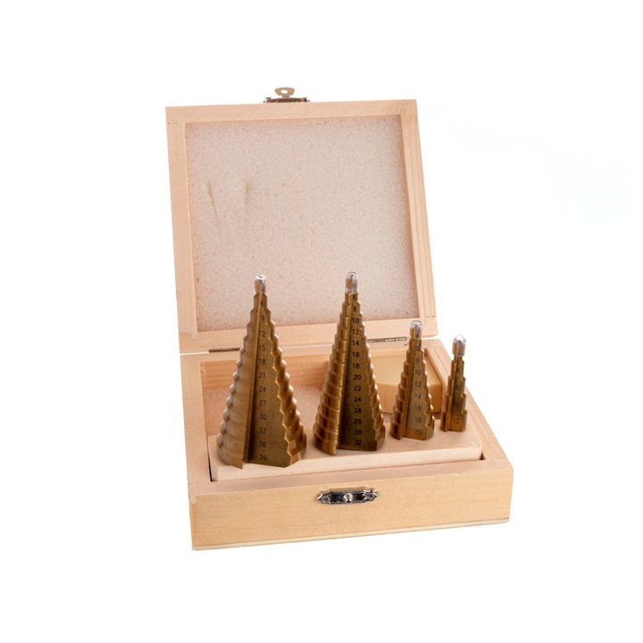 Set 4 burghie conice, Geko, 4 - 12 mm, 4 - 20 mm, 4 - 32 mm, 4 - 39 mm