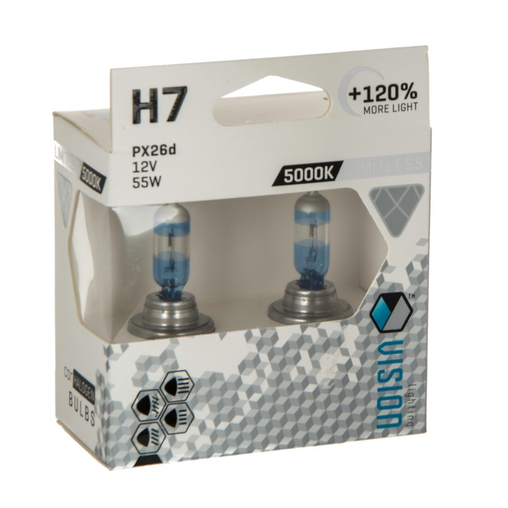 Комплект от 2 LED крушки, Carmotion, H7, 12V, 55W