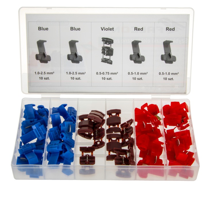 Set 50 conectori cablu, Falcon, Plastic, Multicolor