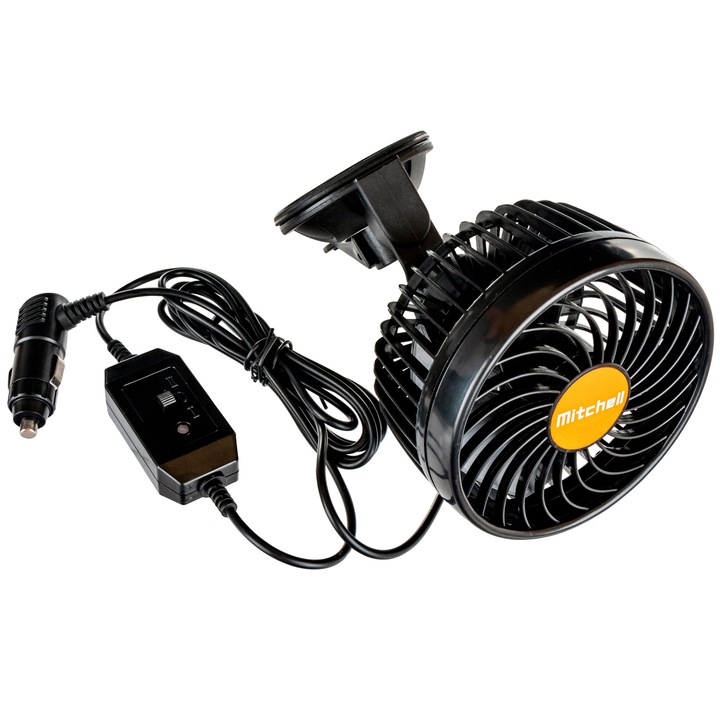 Autó ventilátor tapadókoronggal, GMP, 12 cm, 24 V, Fekete