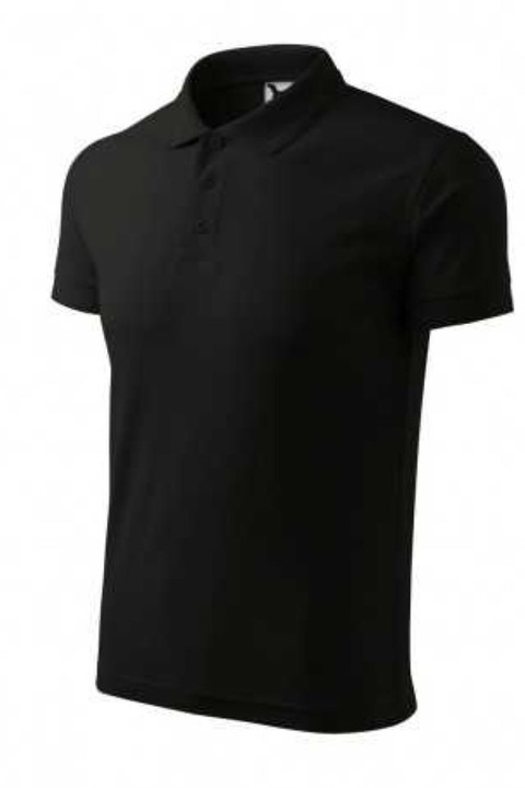 Férfi póló ing rövid ujjal, pamut, fekete árnyalatú, L-es méret