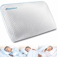 Perna ortopedica pentru dormit NextWave, Spuma cu Memorie cu gel ventilata, Husa detasabila cu 2 zone termice, ergonomica pentru Gat si Suport Cervical, Ideala pentru dormitul lateral, spate sau stomac, fermitate medie