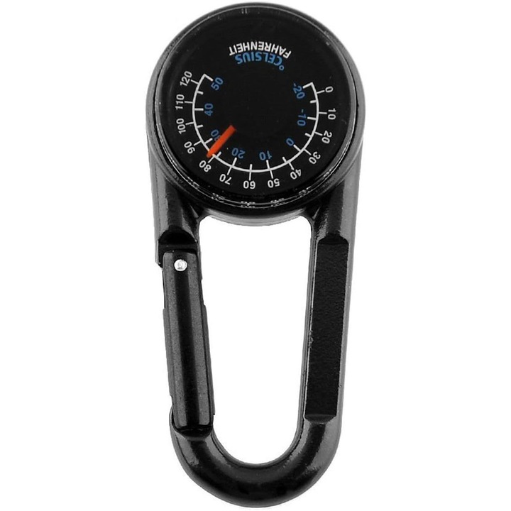Iránytű karabiner, Jormftte, fém, fekete