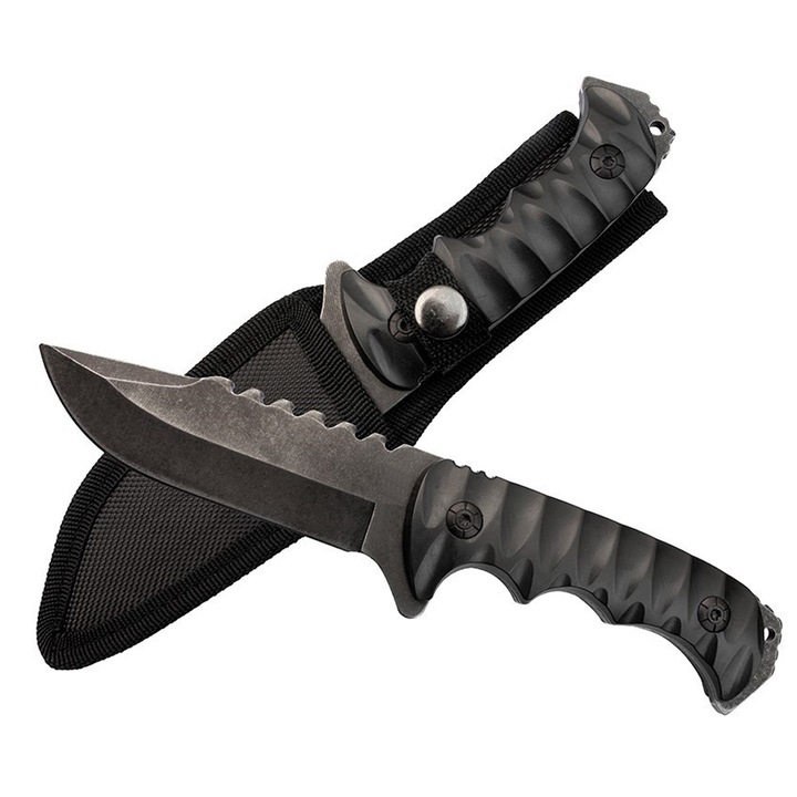 Cutit de vanatoare Depox, Safari Mix, 23 cm, negru, teaca inclusa