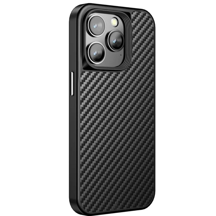 Husa Daden® Antisoc din fibra de aramida pentru iPhone 14 Pro Max, Ultra Protectie, Camera Ultra Safe, Negru