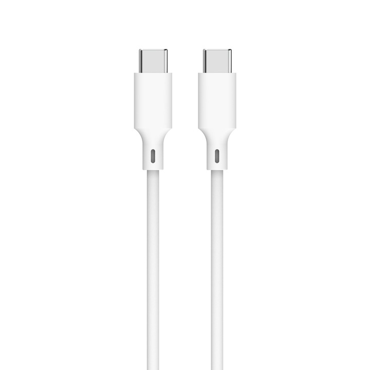USB-C kábel - USB-C, PD60W, 2m, fehér, Well
