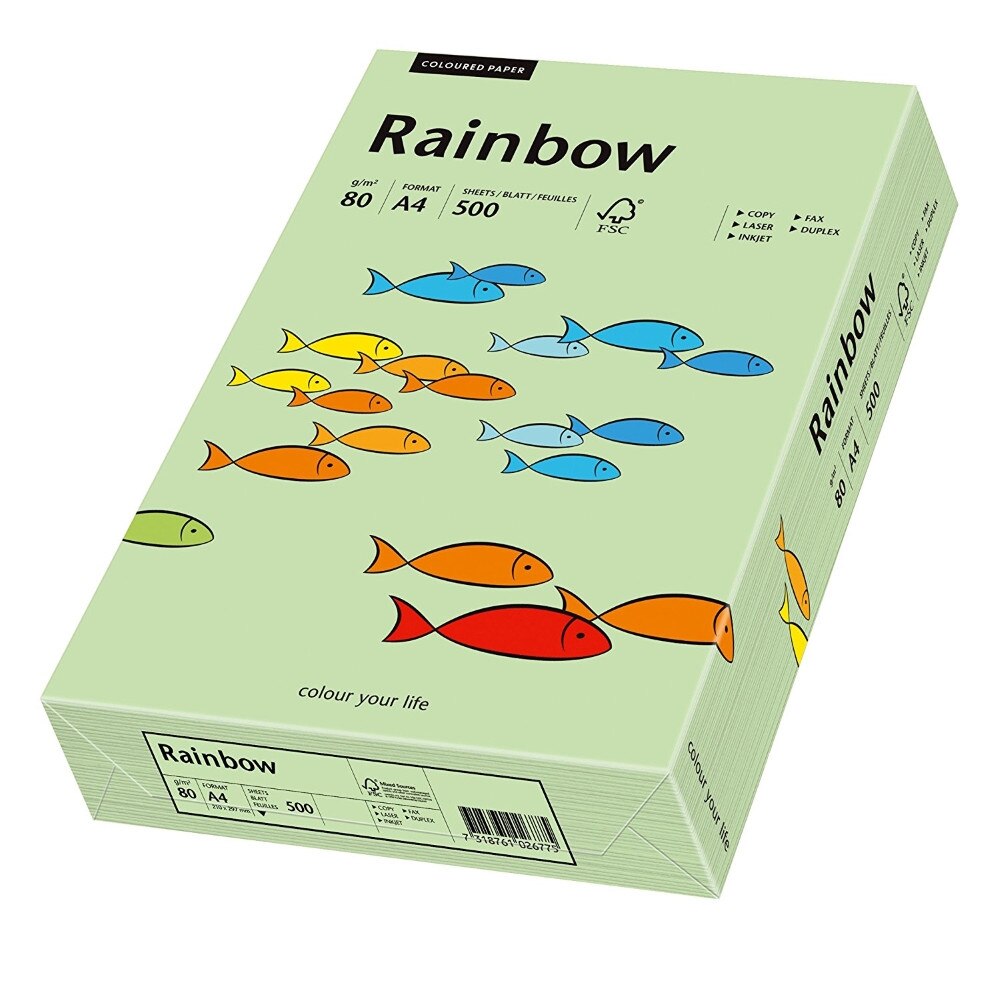 Hartie A4 colorata, 80 g/mp, Rainbow, 500 coli/top, verde