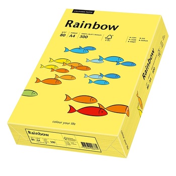 Hartie A4 colorata, 80 g/mp, Rainbow, 500 coli/top, galben Hartie A4 colorata, 80 g/mp, Rainbow, 500 coli/top, galben