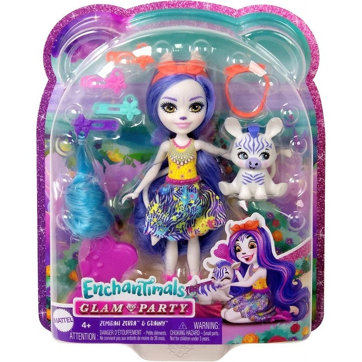 Papusa Enchantimals Glam Party - Zemirah Zebra