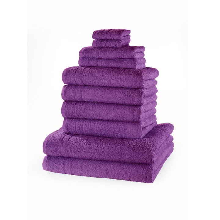 Комплект 10 кърпи за баня, 420 гр./м2, 100% памук, 4*50х100 см, 2*70х140 см, 2*30х50 см, 2*30х30 см, Люляк