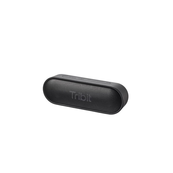 Преносим високоговорител Tribit XSound Go, Bluetooth 5.0, 16 W, 24-часово възпроизвеждане, IPX7, Wireless stereo pairing, USB-C, жак 3,5 mm, Дръжка за носене, Микрофон, Черен