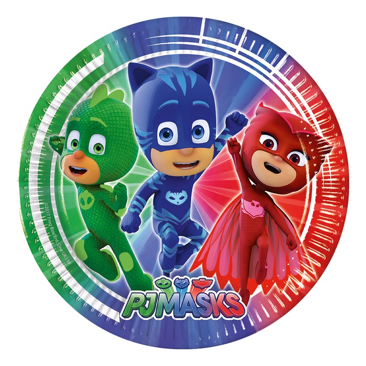 Комплект от 8 парти чинии 23 см PJ маски, 93441