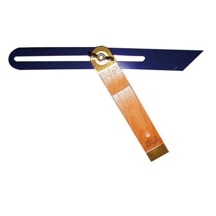 Echer pentru masurare unghiurilor, Wibb-Witte, Lemn/Alama, 250mm, Maro/Argintiu