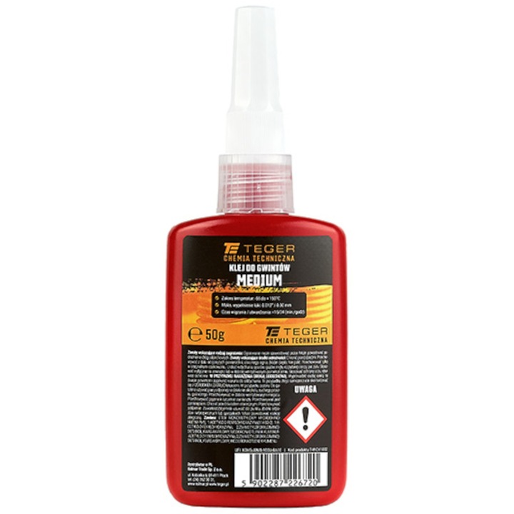 Adeziv pentru filete Medium, Teger, rezistenta termica, 50g
