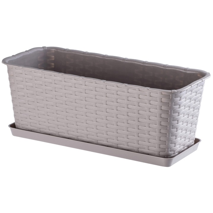 Ghiveci de balcon din ratan cu baza Frette, 40 cm, caramel