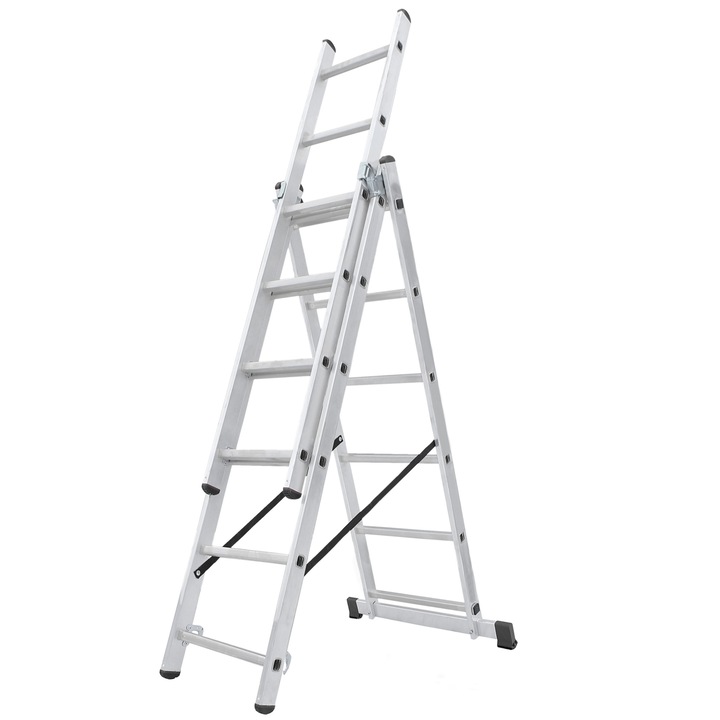 Scara multifunctionala, Kadax, Aluminiu, 6-12 trepte, Argintiu