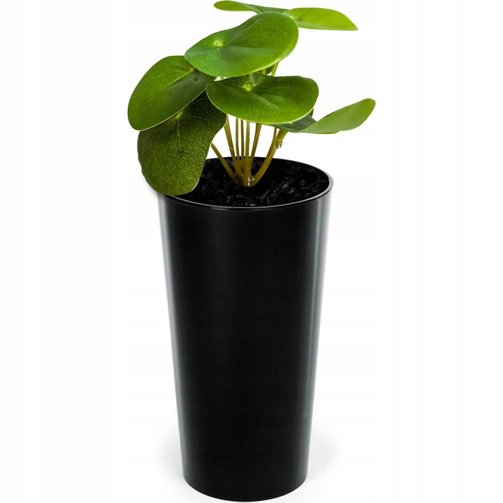 Ghiveci de gradina, Lamela, Polipropilena, 25x25cm, Rotund, Negru