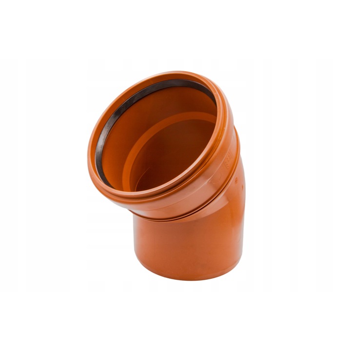 Cot de canalizare PP fi 160 mm, unghi 45 grade, Polipropilena, Portocaliu