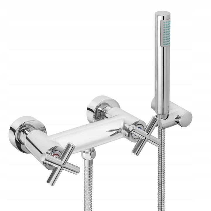 Baterie de perete cu dus, Diamond, 1/2 x 3/4 inch, Alama, Argintiu