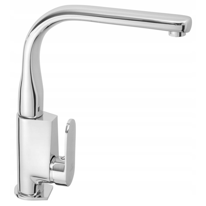 Кухненски смесител с подвижен чучур, Diamond, 350 мм, Месинг, Сребрист