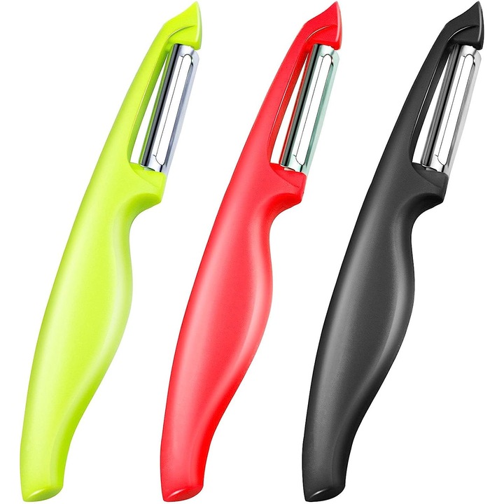 Curatator legume, Inox/Plastic, 19.6x2.6 cm, Multicolor, 3 buc
