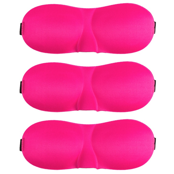 Set 3 Masti de Dormit, Blocare Lumina, 3D, Conturate, pentru Dormit pe Lateral, Roz