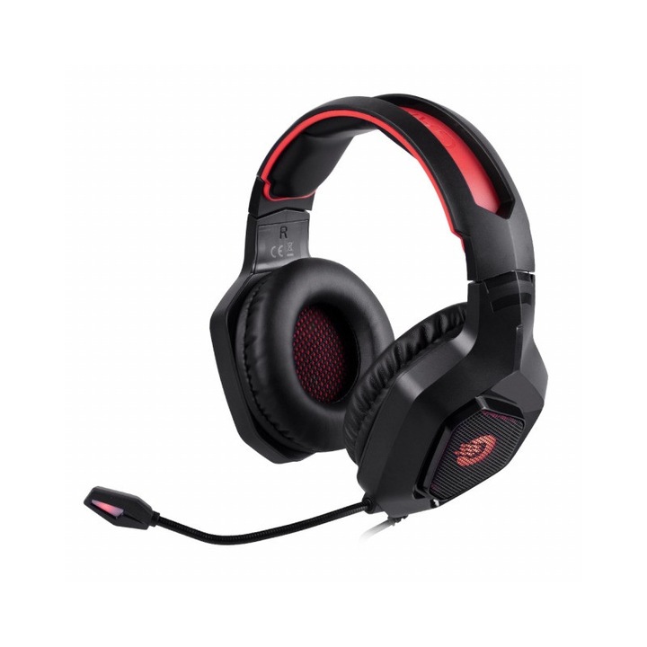 Mikrofonos fejhallgató, Orava, LIVEBASS-2R, 20 – 20 000 Hz, 3,5 mm jack, USB, Fekete-Piros