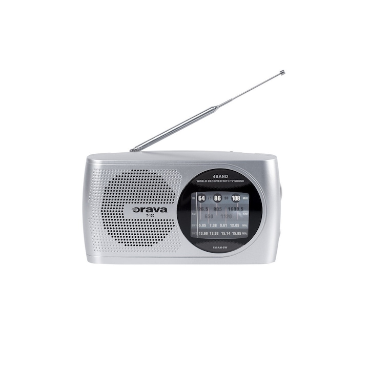 Orava T-120S AM/FM/SW, 230 V/2 x R20, 3.5 mm Jack Ezüst-Fekete hordozható zsebrádió