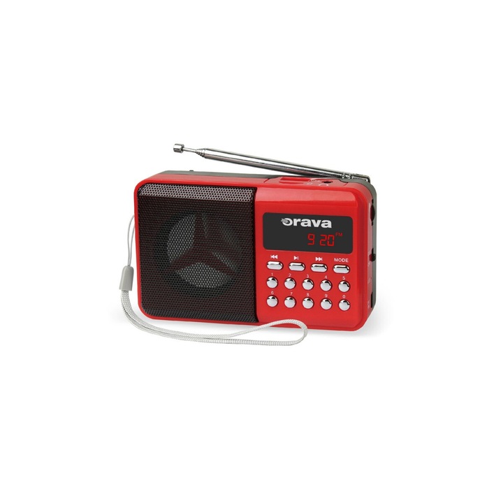 Orava RP-141R FM, 3 W, USB, micro SD, SD, 800 mAh Piros-Feketet hordozható rádió