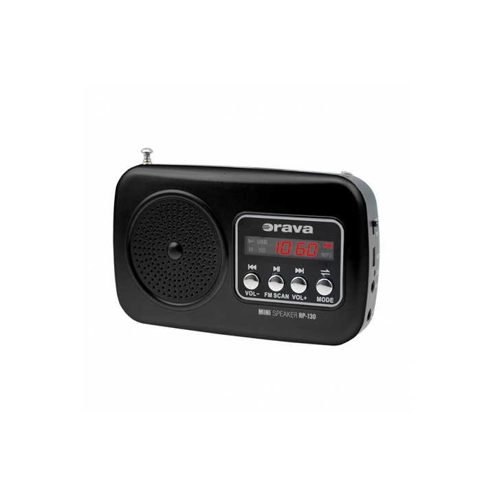 Orava RP-130B 3 W, AUX, USB, micro SD, SD, 850 mAh Fekete-Szürke hordozható rádió
