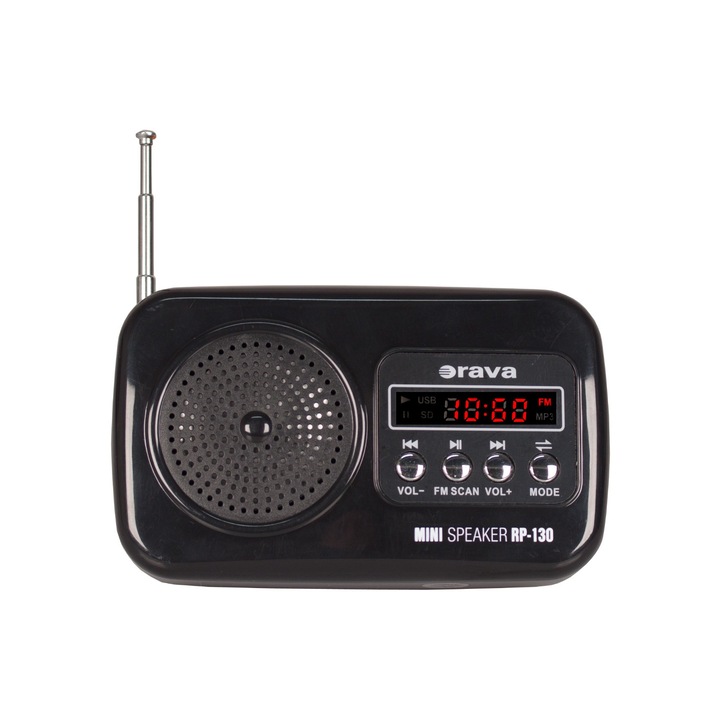 Radio, Orava, RP-130B FM, 3 W, AUX, USB, Micro SD, SD, Negru