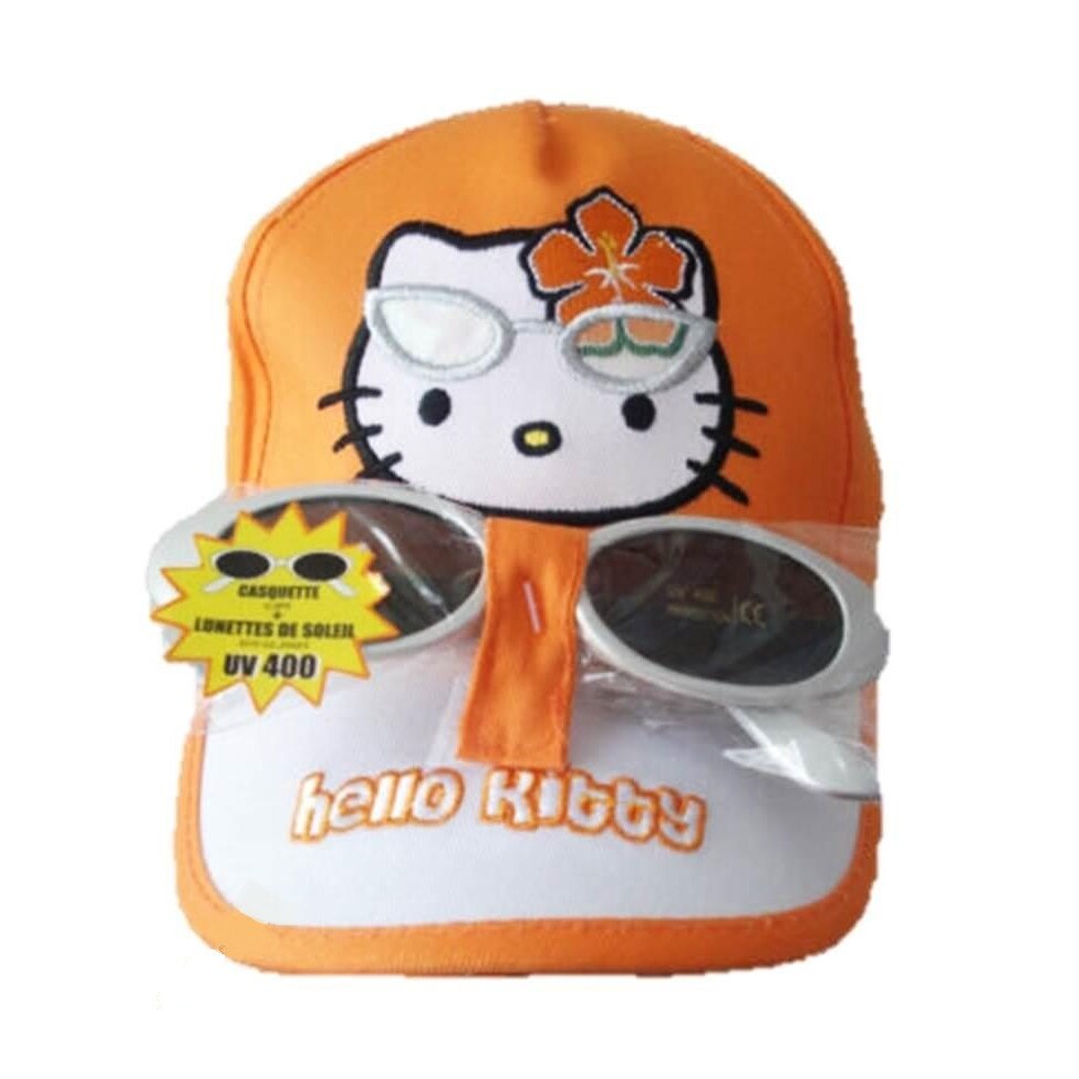 Sapca Hello Kitty cu Ochelari de Soare, Portocaliu, 52 cm