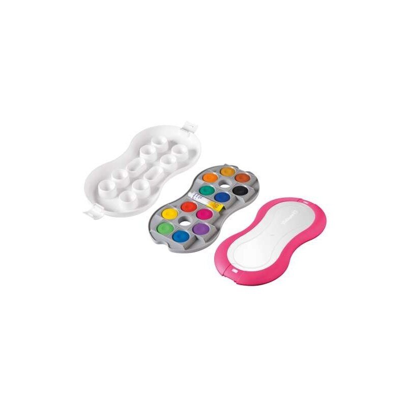 Acuarele in carcasa,12 culori detasabile,carcasa magenta