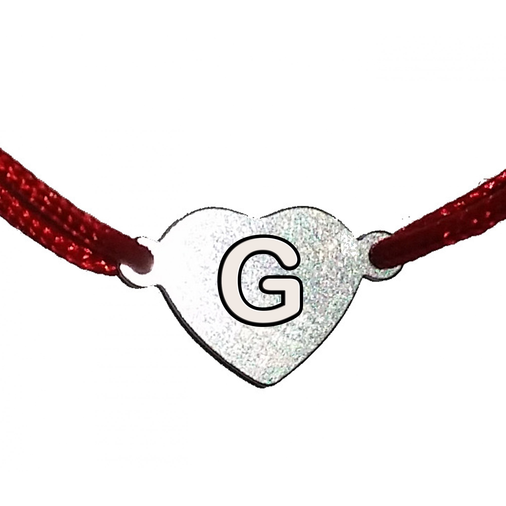Bratara rosie LITERA 'G' cu medalion inima