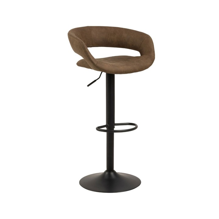 Scaun de bar maro din metal si textil, inaltime ajustabila maxim 90 cm, Grace Actona