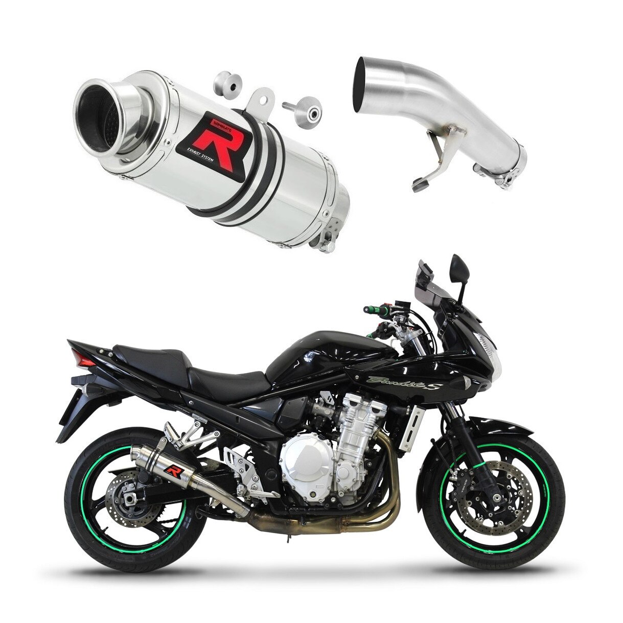 DOMINATOR Terminale Scarico Marmitta OV Per Suzuki GSF 650 Bandit N/S 2007-2016, Acciaio Inox Con DB Killer