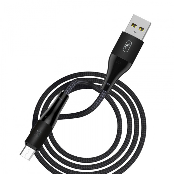 Cablu USB, SkyDolphin, Aluminiu, Micro USB, 3A, 1m, Negru