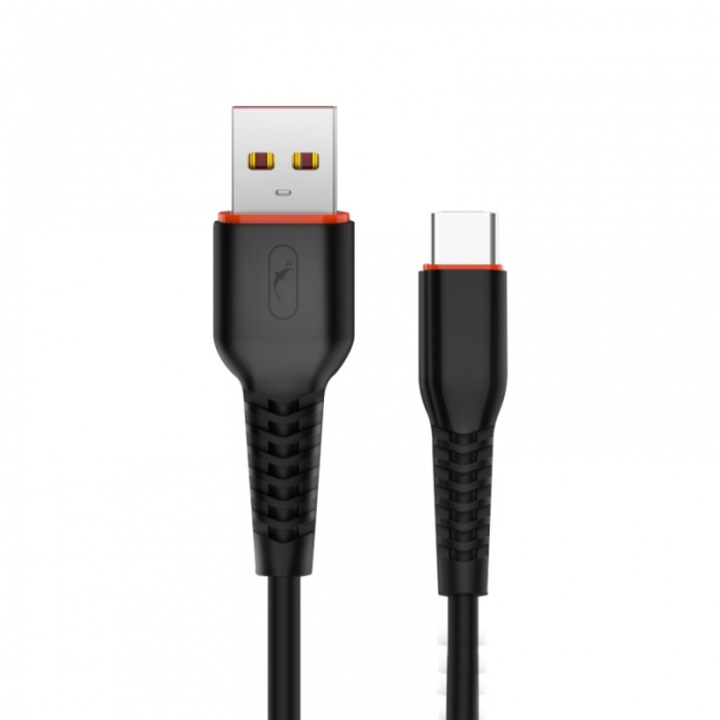 Cablu USB, SkyDolphin, USB C, 2,4 A, 1 m, Negru