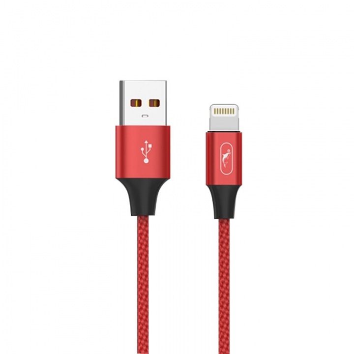 Cablu USB, SkyDolphin, S55L, Lightning, 2.4A, 1m, Rosu