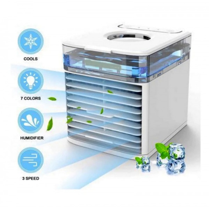 Levegőhűtő Digital One SP00832, Párásító, Ultra Air Cooler, 3 sebesség, Hűsít, Párásítja és tisztítja a levegőt, 16cm