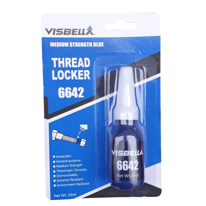 Ragasztó csavarokhoz és anyákhoz, Visbella, 10 ml, kék